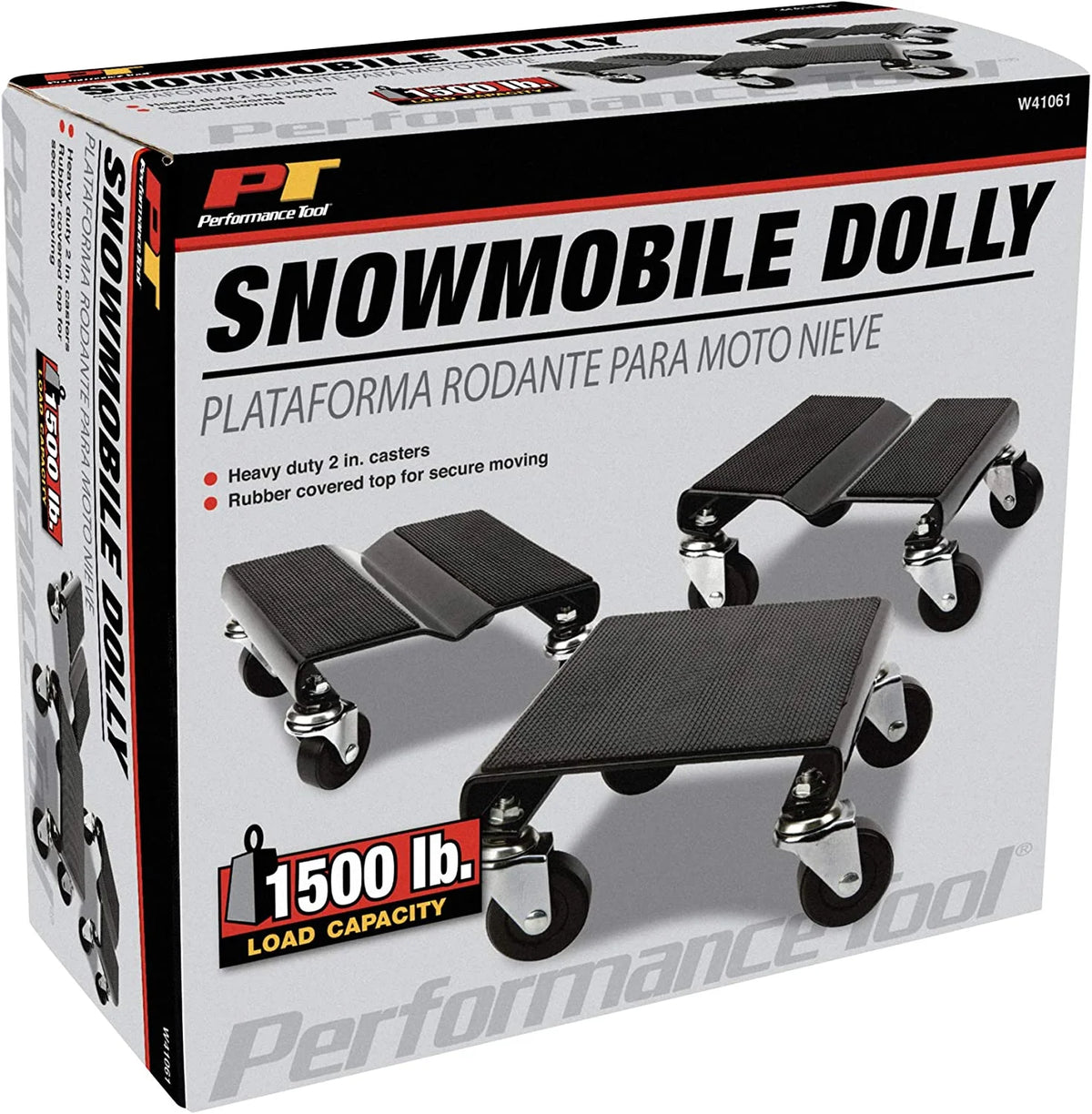 Heavy Duty Snowmobile Dolly with 2.5” PVC Swivel Casters and Rubber Pad J412535