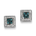 14k White Gold Blue Diamond Earrings X37467