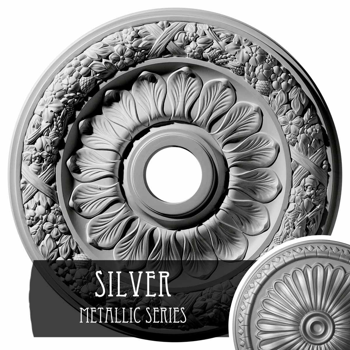 Swindon Ceiling Medallion, Hand-Painted Silver G914