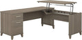 72W Sit to Stand L Shaped Desk in Hansen Cherry U5347