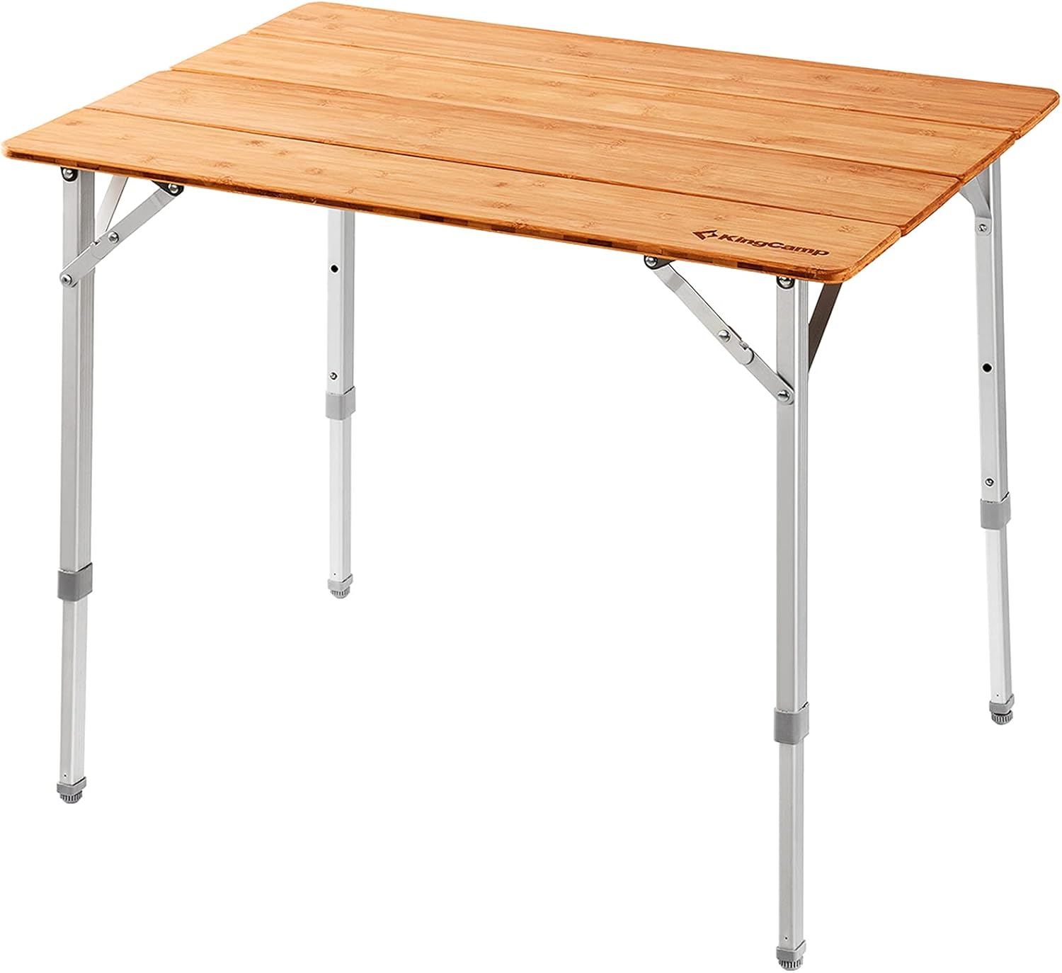Bamboo Folding Table with 4-Folds Aluminum Frame Camping Table in Carry Bag A5894