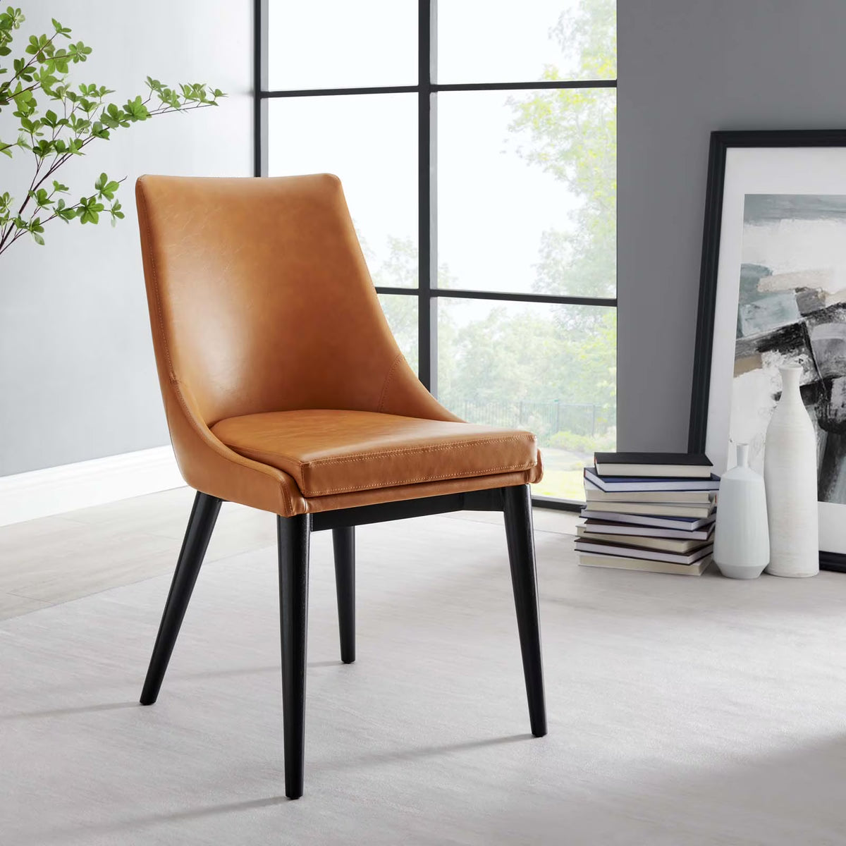Tan Vegan Leather Dining Chair K22856