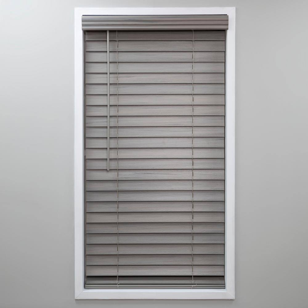 Cut-to-Width Cordless Room Darkening 2 in. PVC Faux Wood Blind 40.75 in. W x 72 in. A301116