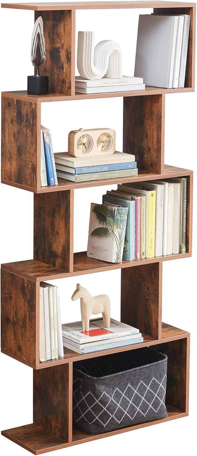 White 5-Tier Wood Bookcase S7880