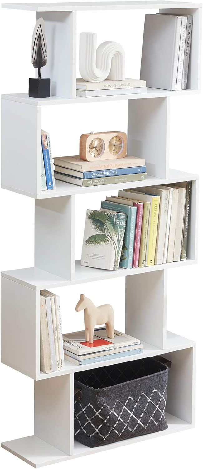 White 5-Tier Wood Bookcase S7880