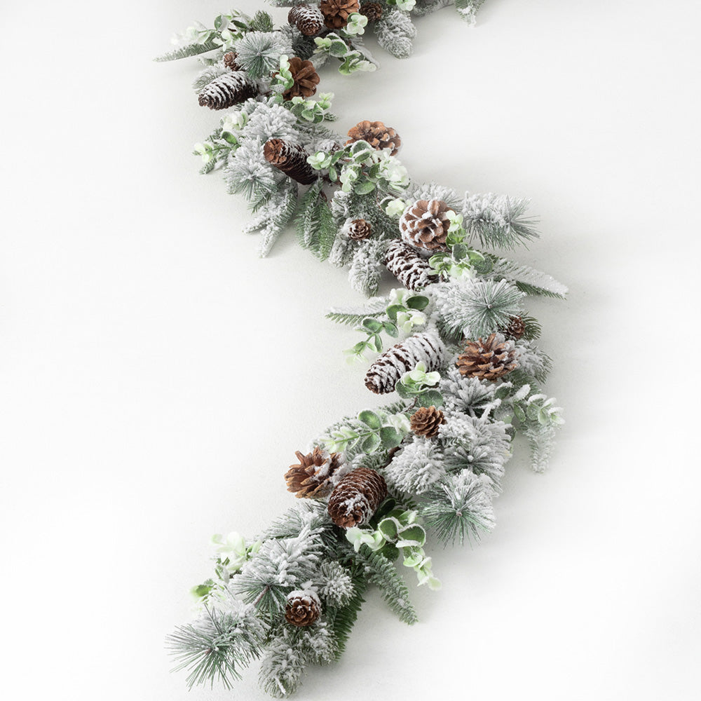 Flocked Pine Artificial Garland 72"L Green B425