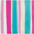 288 3-Ply Pink Blue Yellow Tropical Stripes Beverage Napkins V305817