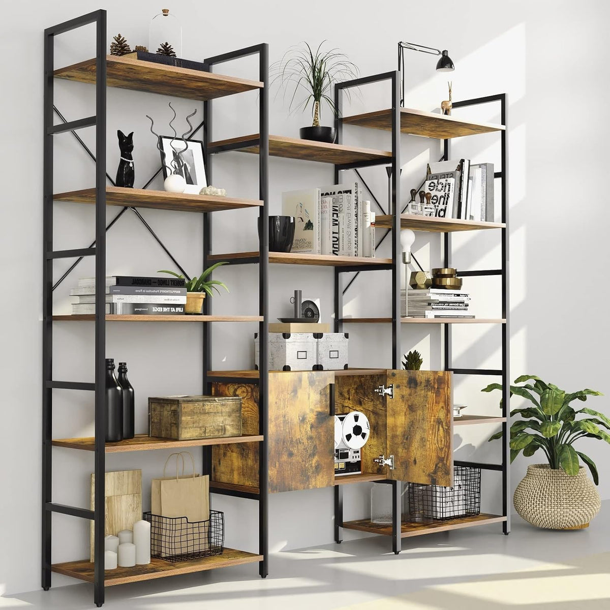 Rustic Brown 6-Shelf Bookcase N715936