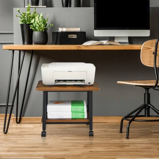 Brown Under Desk Printer Stand with 360 Swivel Casters I19058