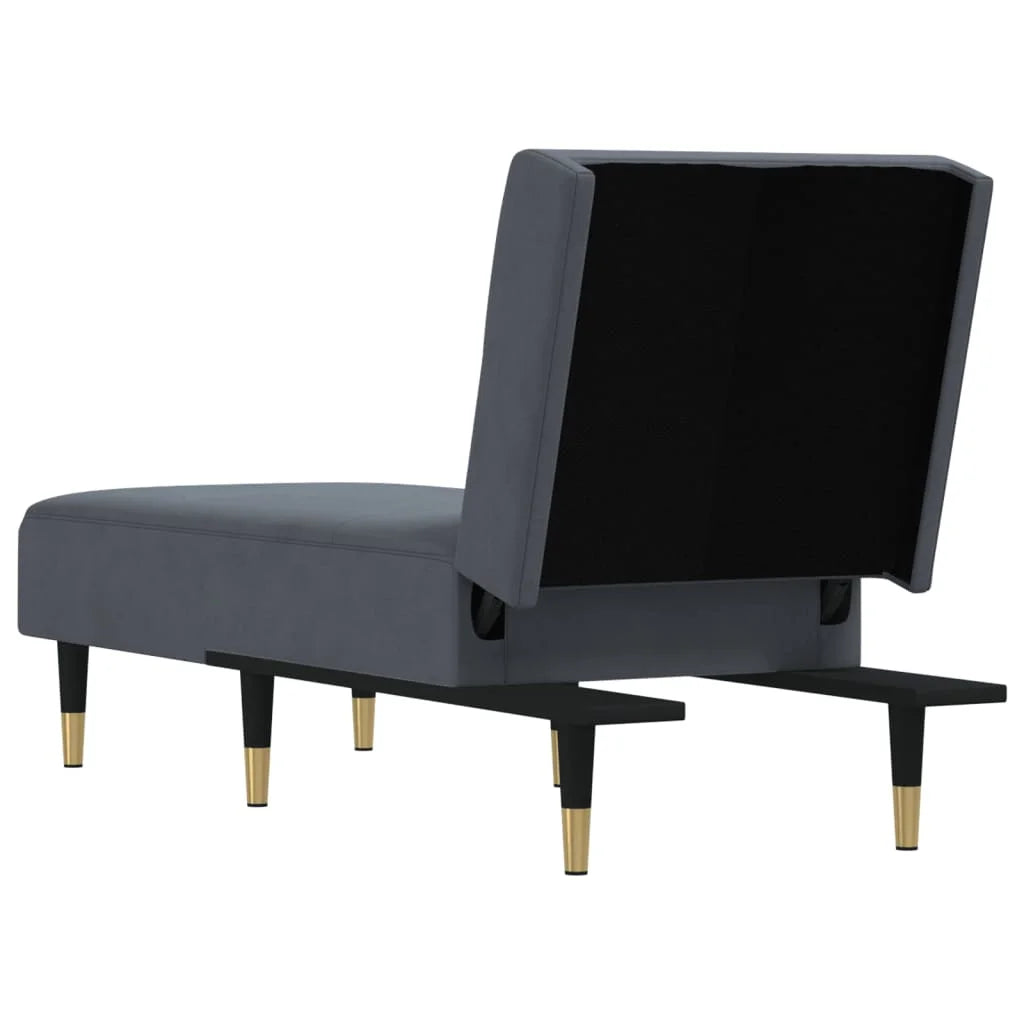 Dark Gray Velvet Chaise Longue X21953