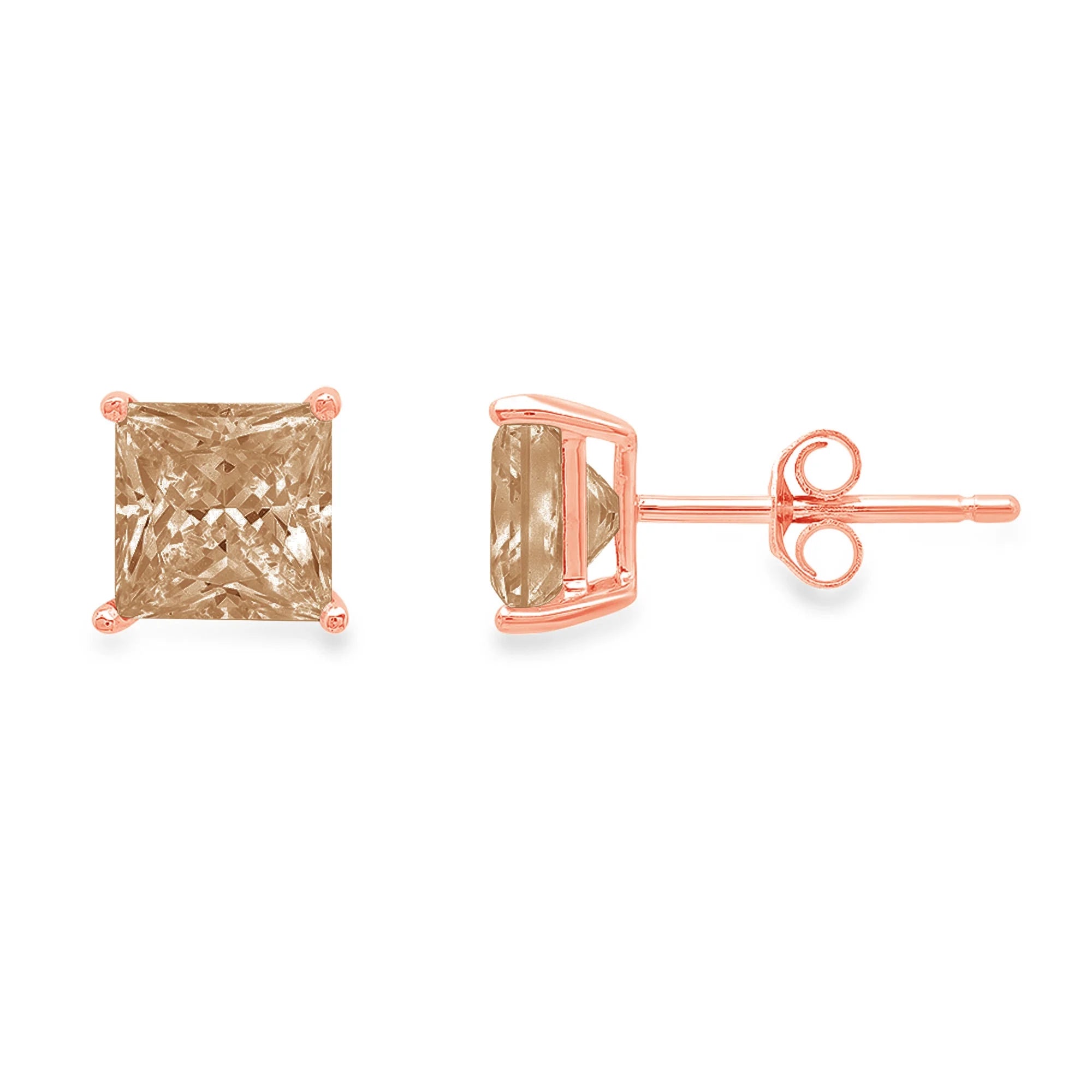 1.0 ct Princess Cut Solitaire Studs Earrings in 18K Rose Gold X679507
