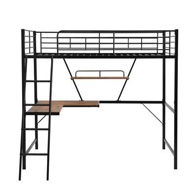 Black Twin Loft Bed with Bookcase C6028