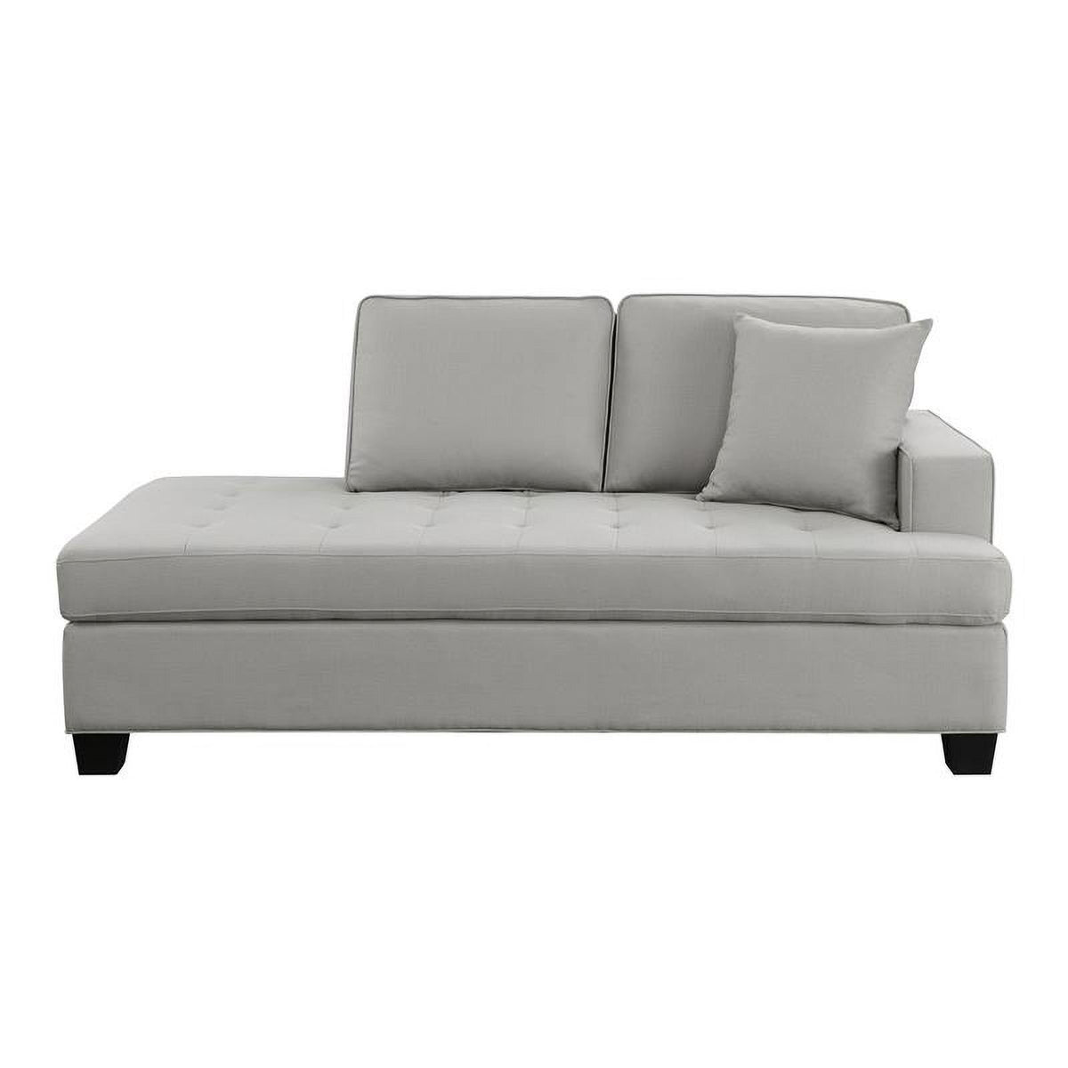 75.5" Transitional Textured Fabric Chaise with 1 Pillow in Gray V9443