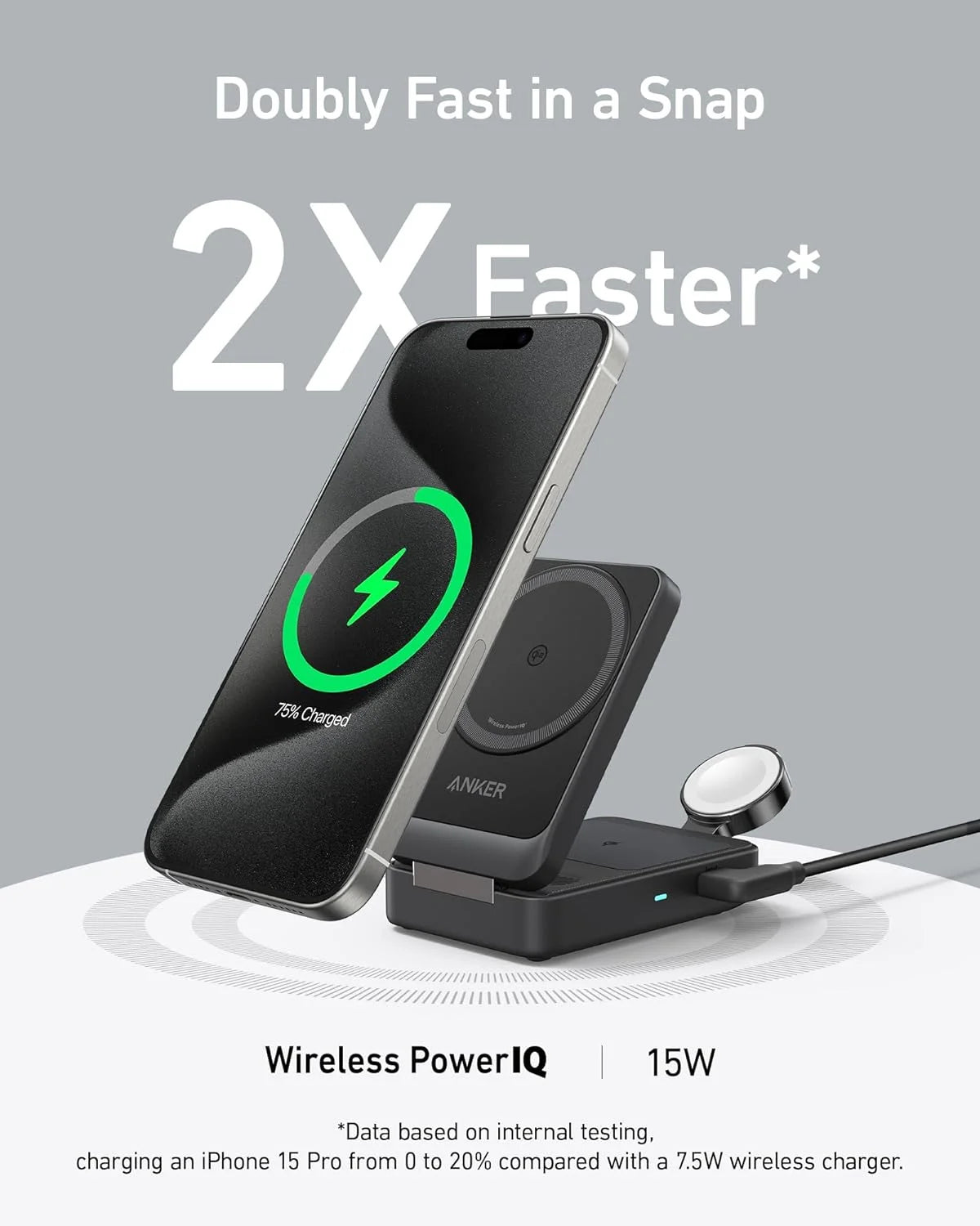3-in-1 Wireless Charging Station with 40W USB-C Charger D98608