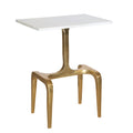 White and Gold Rectangular Marble Top Accent Table U76461