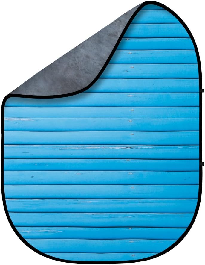 Reversible Neptune Blue and Seaside Wood Double-Sided Pop-Up Muslin Backdrop 5'x6.5' Pack of 2 S1848