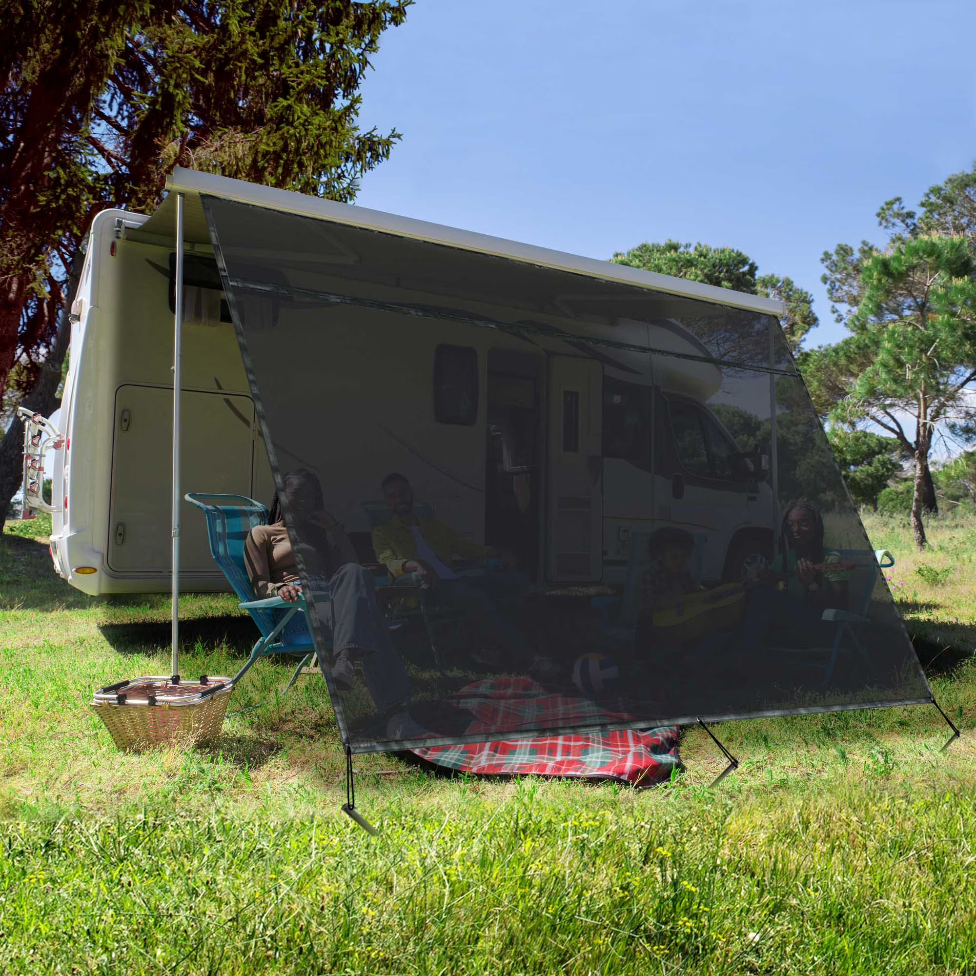 6x10' RV Awning Sun Shade Screen Black Mesh Q120351