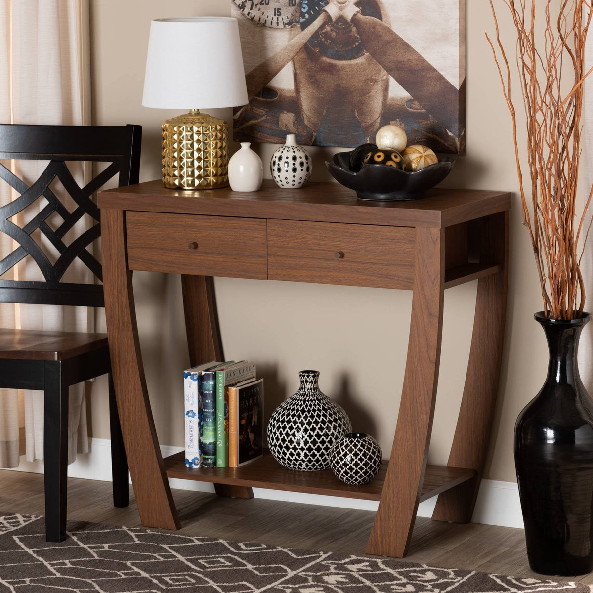 Walnut Brown 2-Drawer Console Table J604392