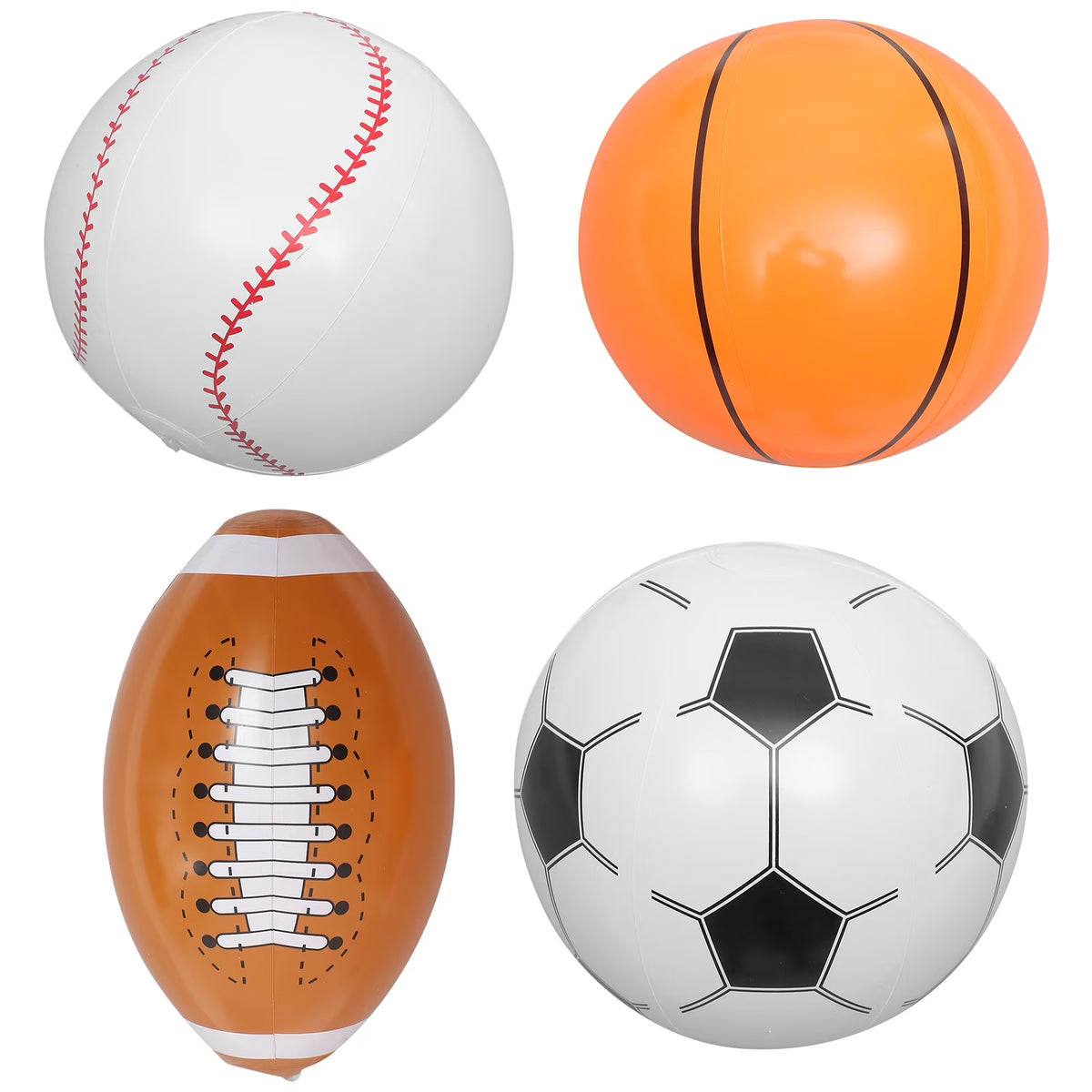 Inflatable Beach Ball Set of 4 Soccer Basketball Baseball A1480