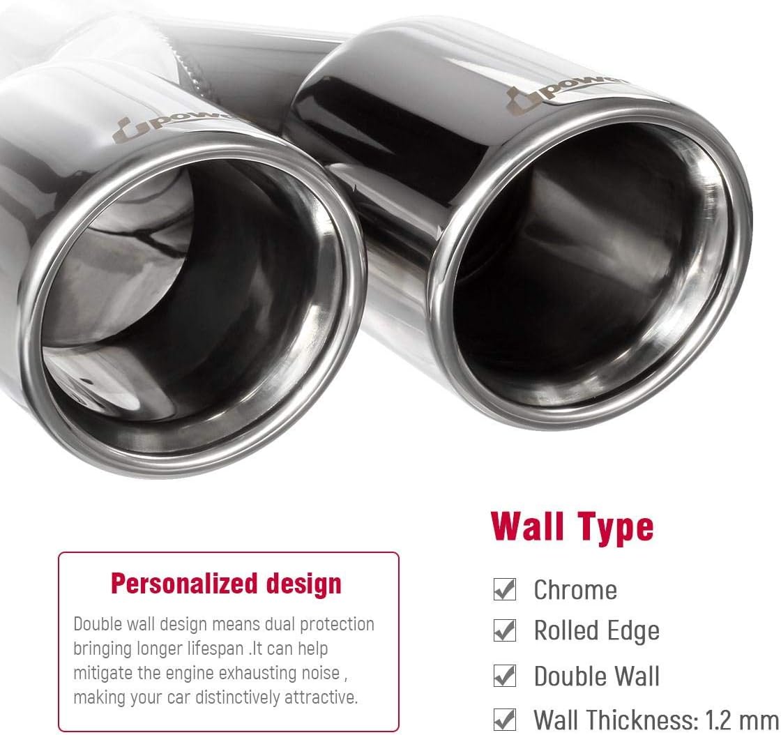 2PCS 2.25 Inlet 3 Outlet 304 Stainless Steel Exhaust Tailpipe Tips V25337