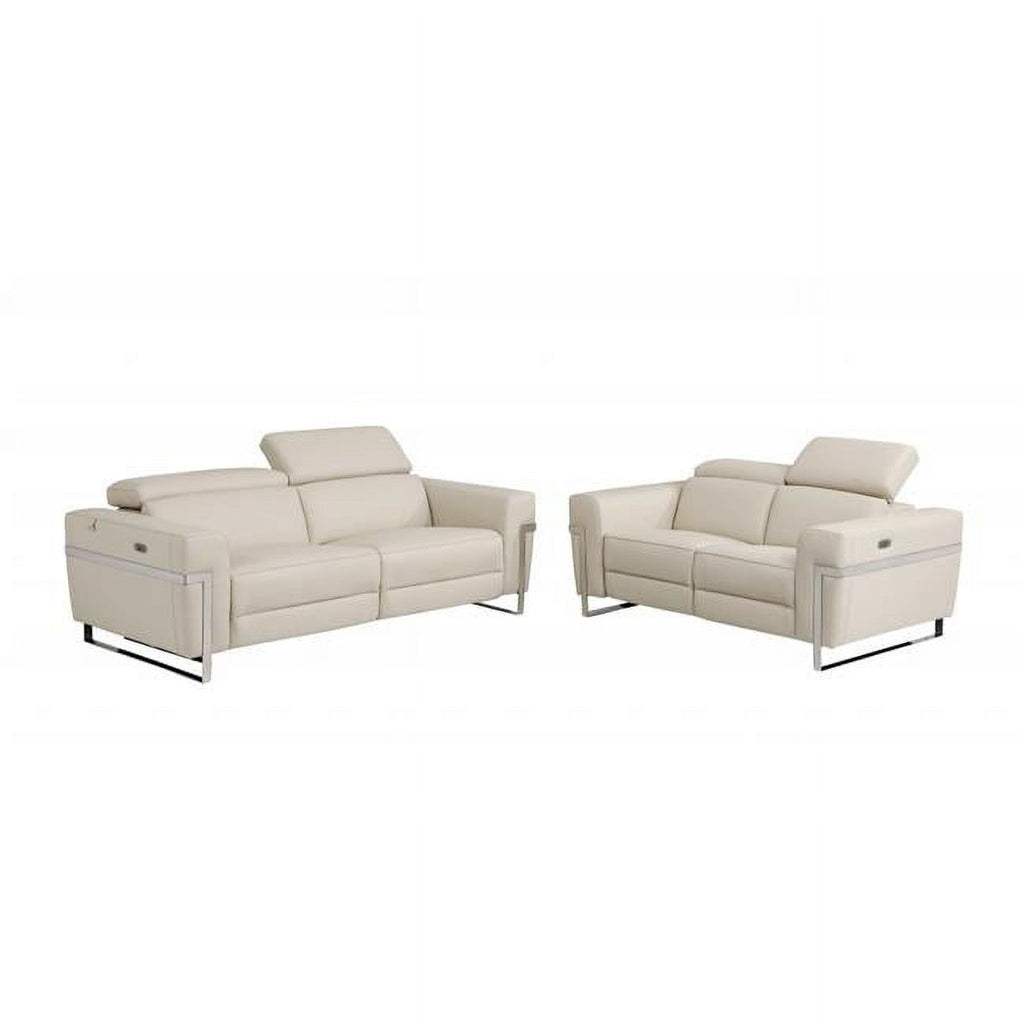 Italian Leather Five Person Seating Set, Beige - 2 Piece K6927