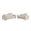 Italian Leather Five Person Seating Set, Beige - 2 Piece K6927