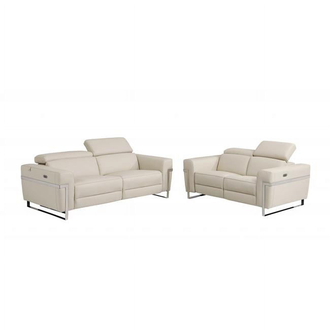 Italian Leather Five Person Seating Set, Beige - 2 Piece K6927