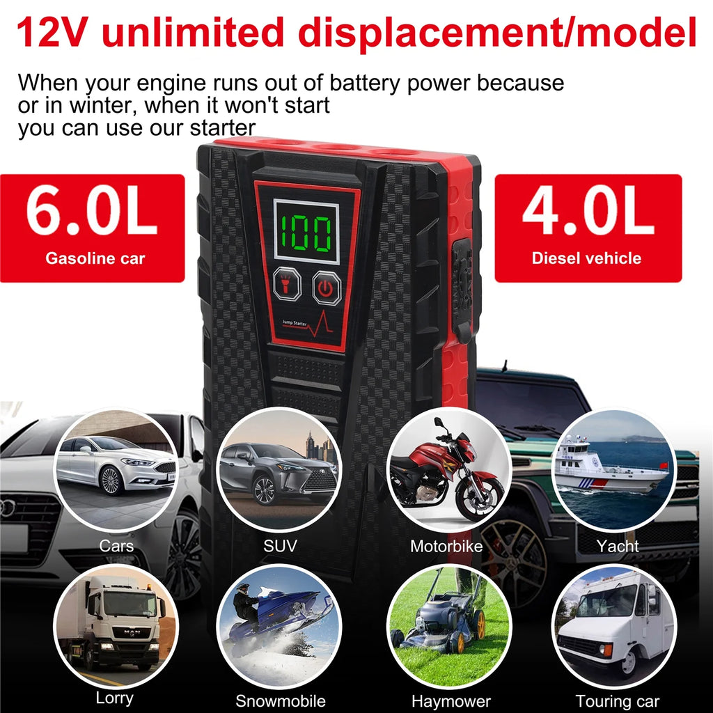 Car Jump Starter 5000A Peak 99800mAh Battery Portable Power Bank Y466