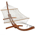 White 13' Double Rope Hammock with Wooden Stand V553458