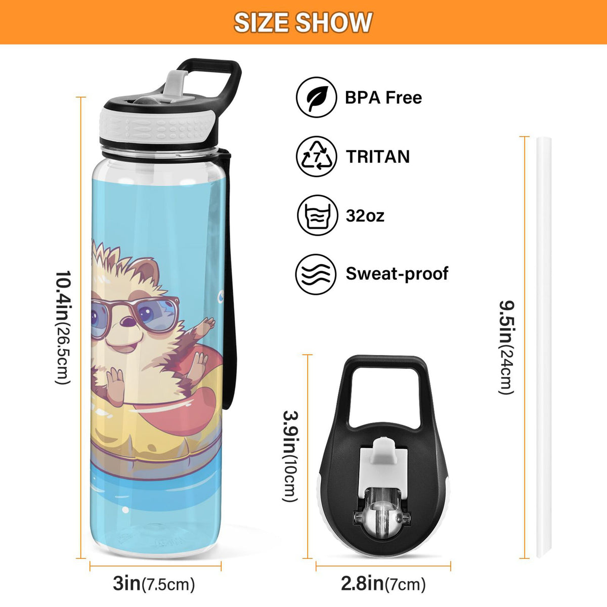 32oz Tritan Leakproof Water Bottle with Straw C75316