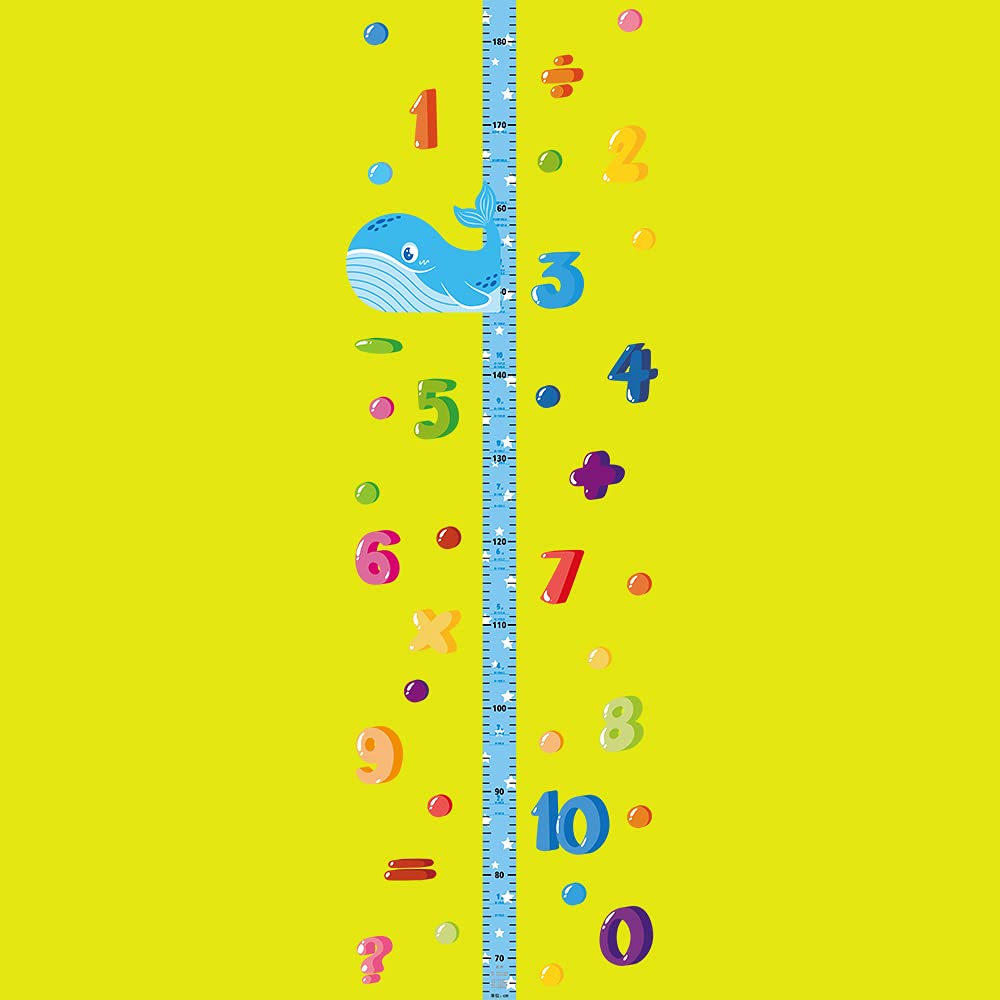 3D Dolphin Kids Measuring Chart with Average Height Line X470