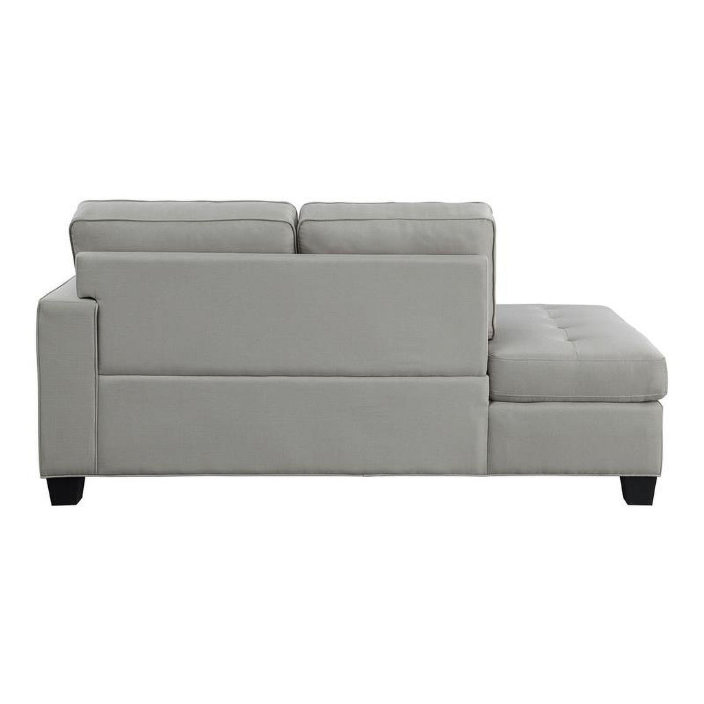 75.5" Transitional Textured Fabric Chaise with 1 Pillow in Gray V9443