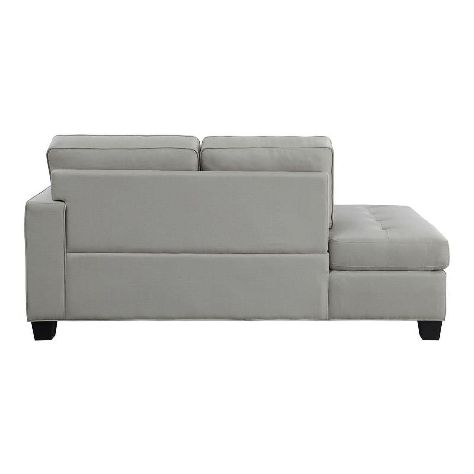 75.5" Transitional Textured Fabric Chaise with 1 Pillow in Gray V9443