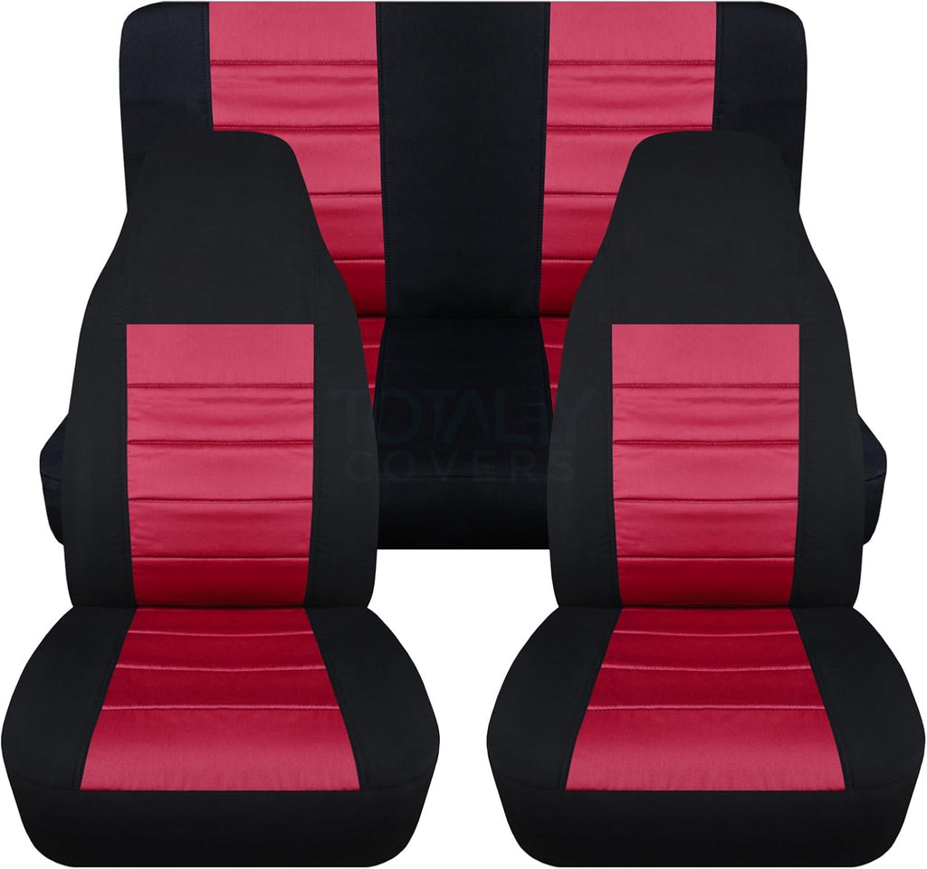 Black & Purple Full Set Front & Rear Seat Covers for 2-Door Jeep Wrangler TJ Q8442