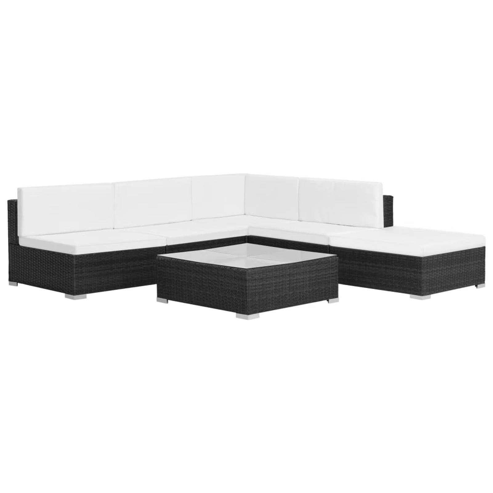 6 Piece Poly Rattan Outdoor Sectional Sofa Set with Coffee Table and Ottoman H114