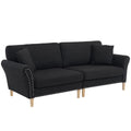 Black Upholstered 2-Seat Loveseat Sofa with 2 Pillows N986
