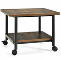 Brown Under Desk Printer Stand with 360 Swivel Casters I19058