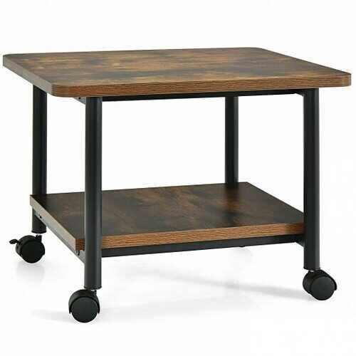 Brown Under Desk Printer Stand with 360 Swivel Casters I19058