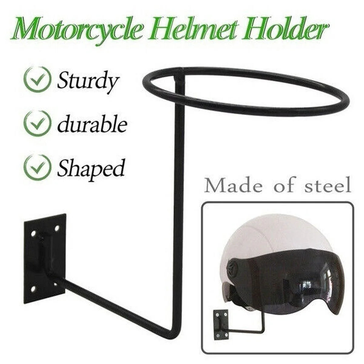 Black Wall Mount Motorcycle Helmet Holder Rack M157548