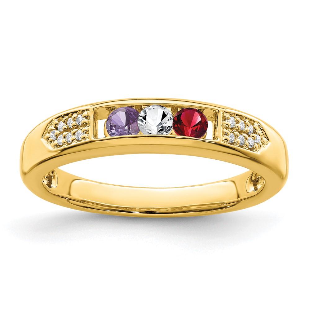 14K Yellow Gold Ring with Real Diamond F442688