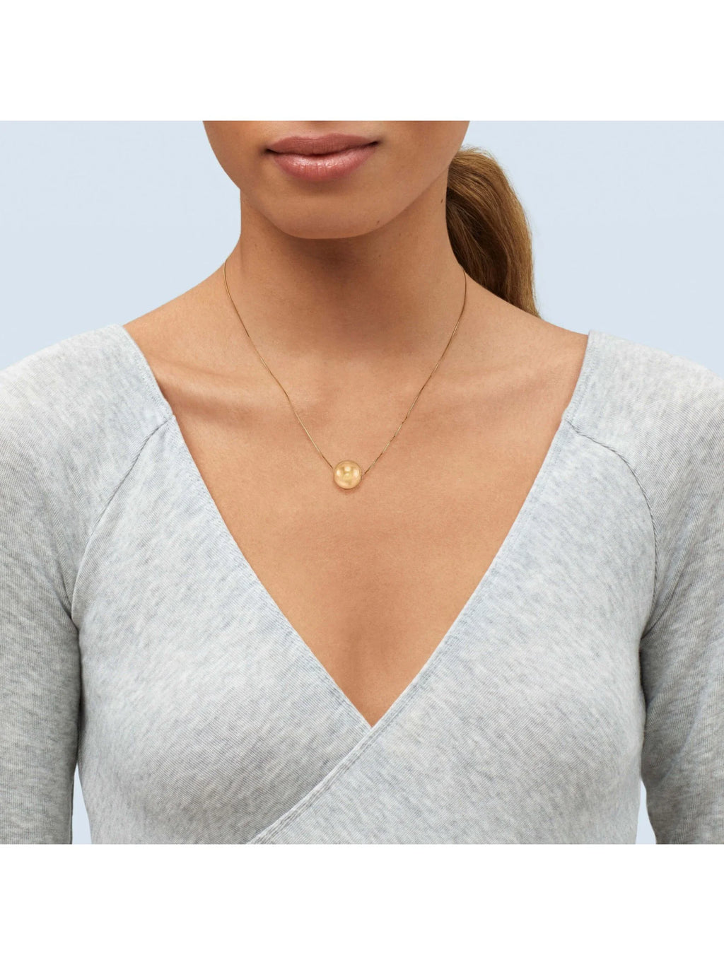 12 mm Bead Pendant Necklace in 14kt Yellow Gold, 18" U454098