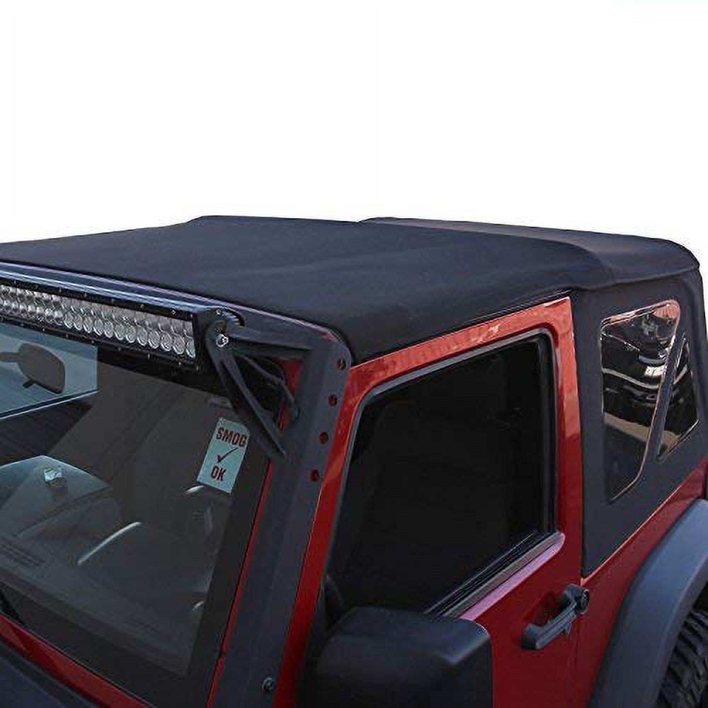 Black Twill Canvas 2 Door Jeep Soft Top with Rear Plastic Tinted Windows U591276