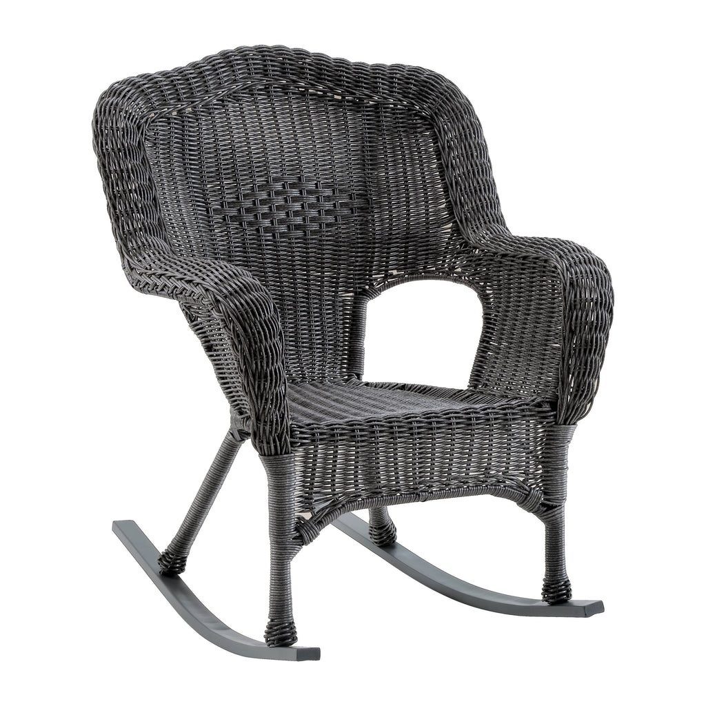Weathered Grey Resin Wicker Porch Rocker O283
