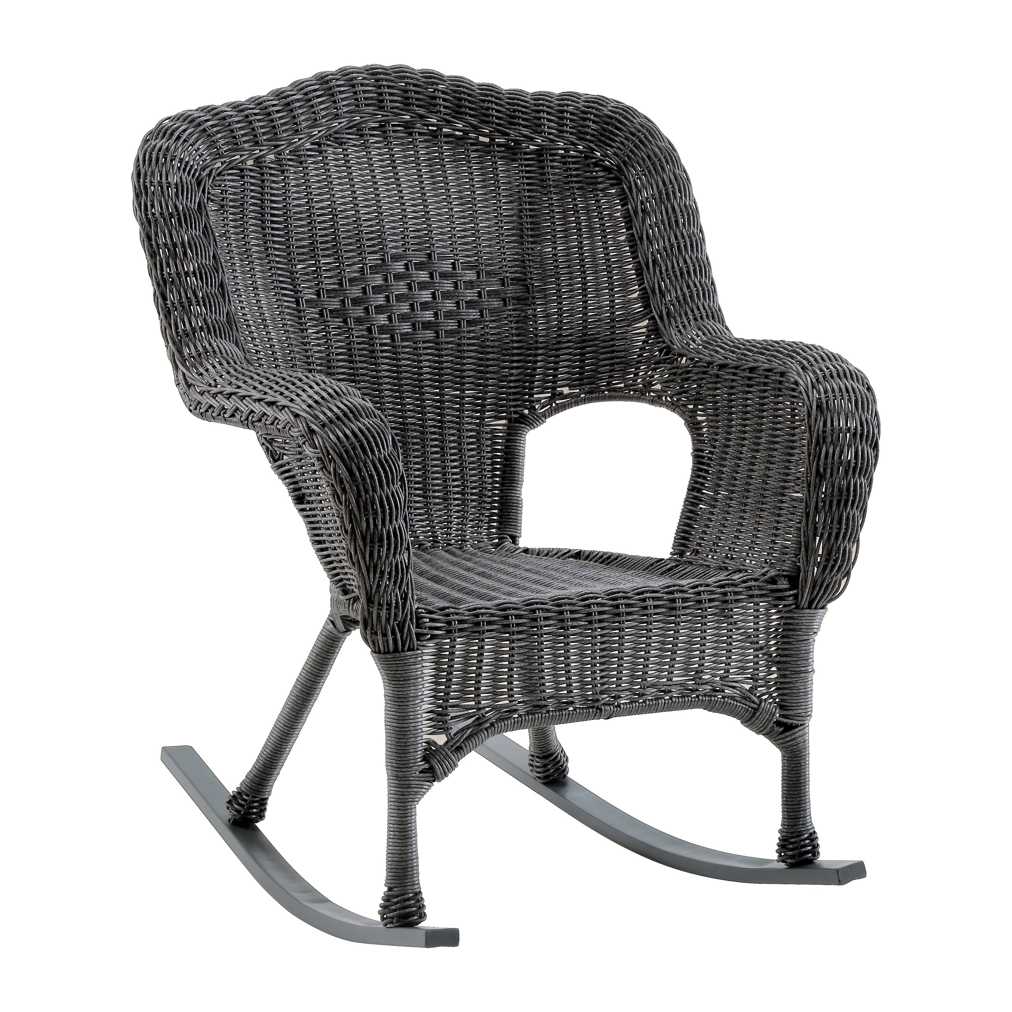 Weathered Grey Resin Wicker Porch Rocker O283