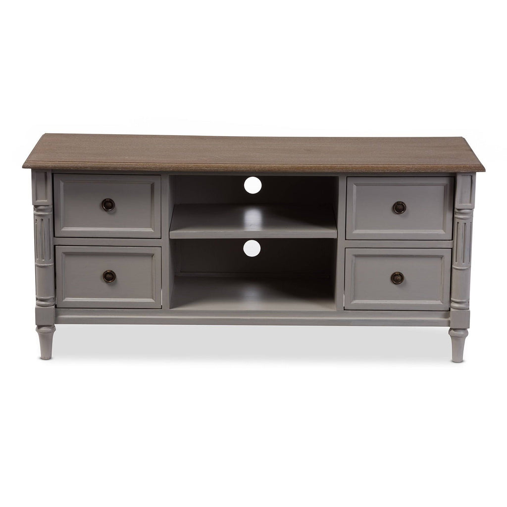 White Wash Distressed 4-Drawer TV Cabinet U8734