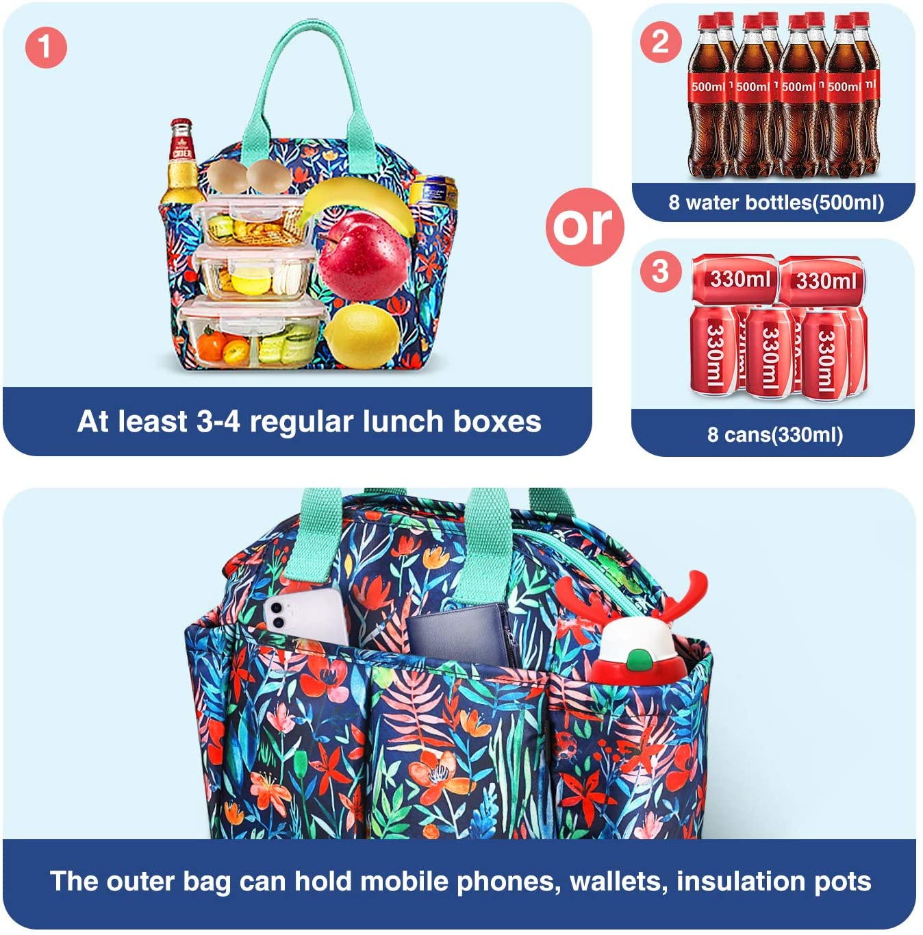 Insulated Lunch Bag with Front/Side Pockets D406330