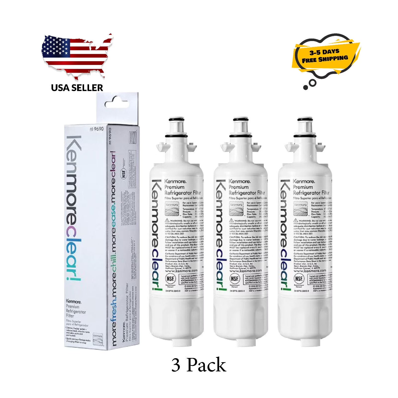 3 Pack Refrigerator Water Filter B35148