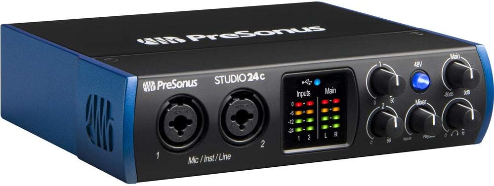 2x2 USB Type-C Audio/MIDI Interface with Pop Filter, Mic Boom Scissor Arm Stand, MIDI Cable & XLR Cable Bundle N709850