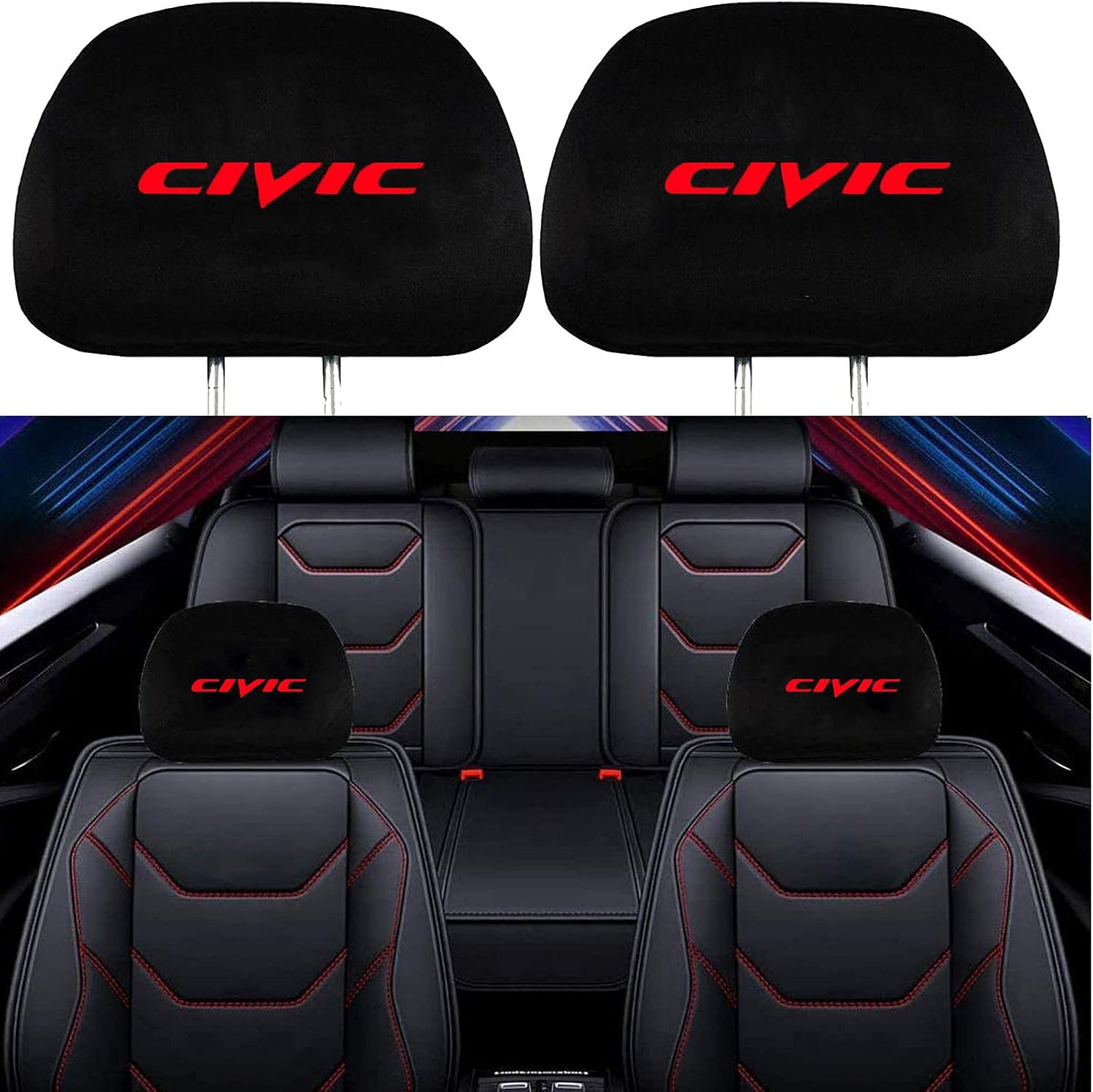 2 Pack Black Fabric Headrest Covers O77156