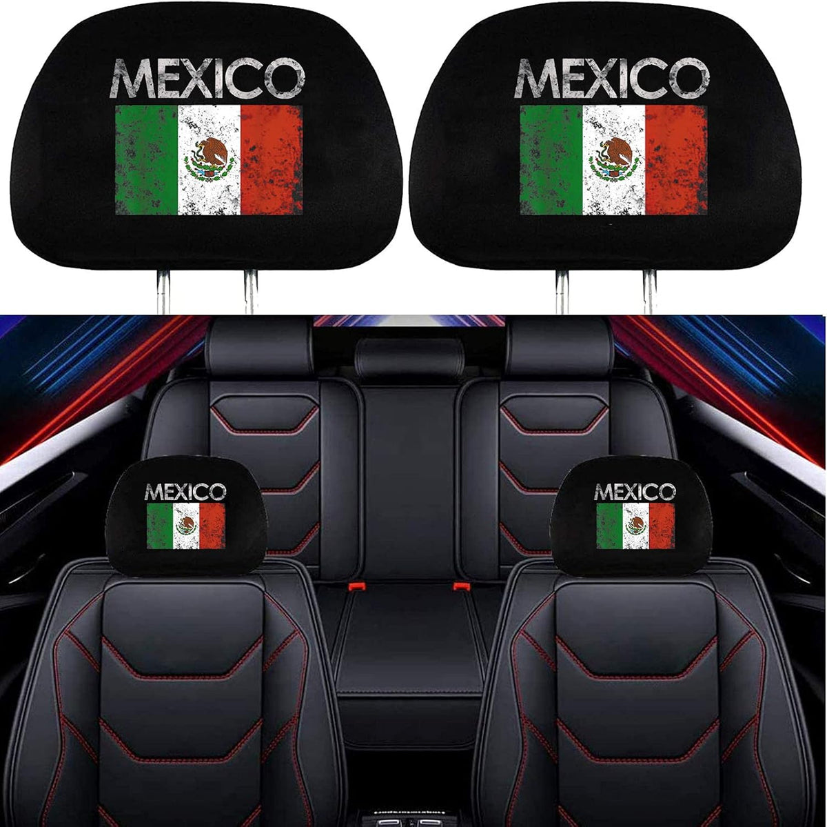 2 Pack Black Fabric Headrest Covers O77156